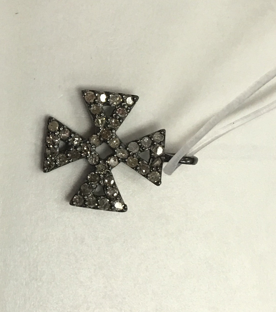 Cross Shape Diamond Silver Charm