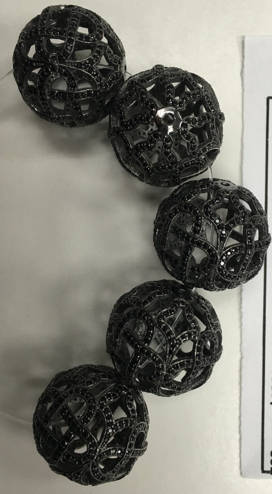 Fancy Shape Black Spinel Pave Silver Beads