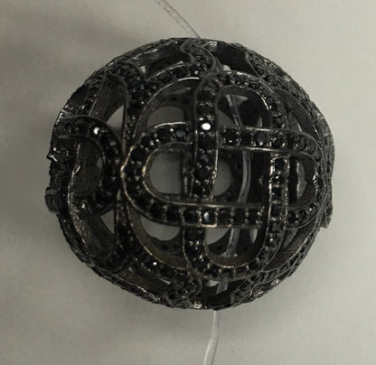 Fancy Shape Black Spinel Pave Silver Beads