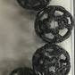 Round Filgree Black Spinel Pave Silver Beads