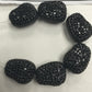 Nugget shape Black Spinel Pave Silver Beads