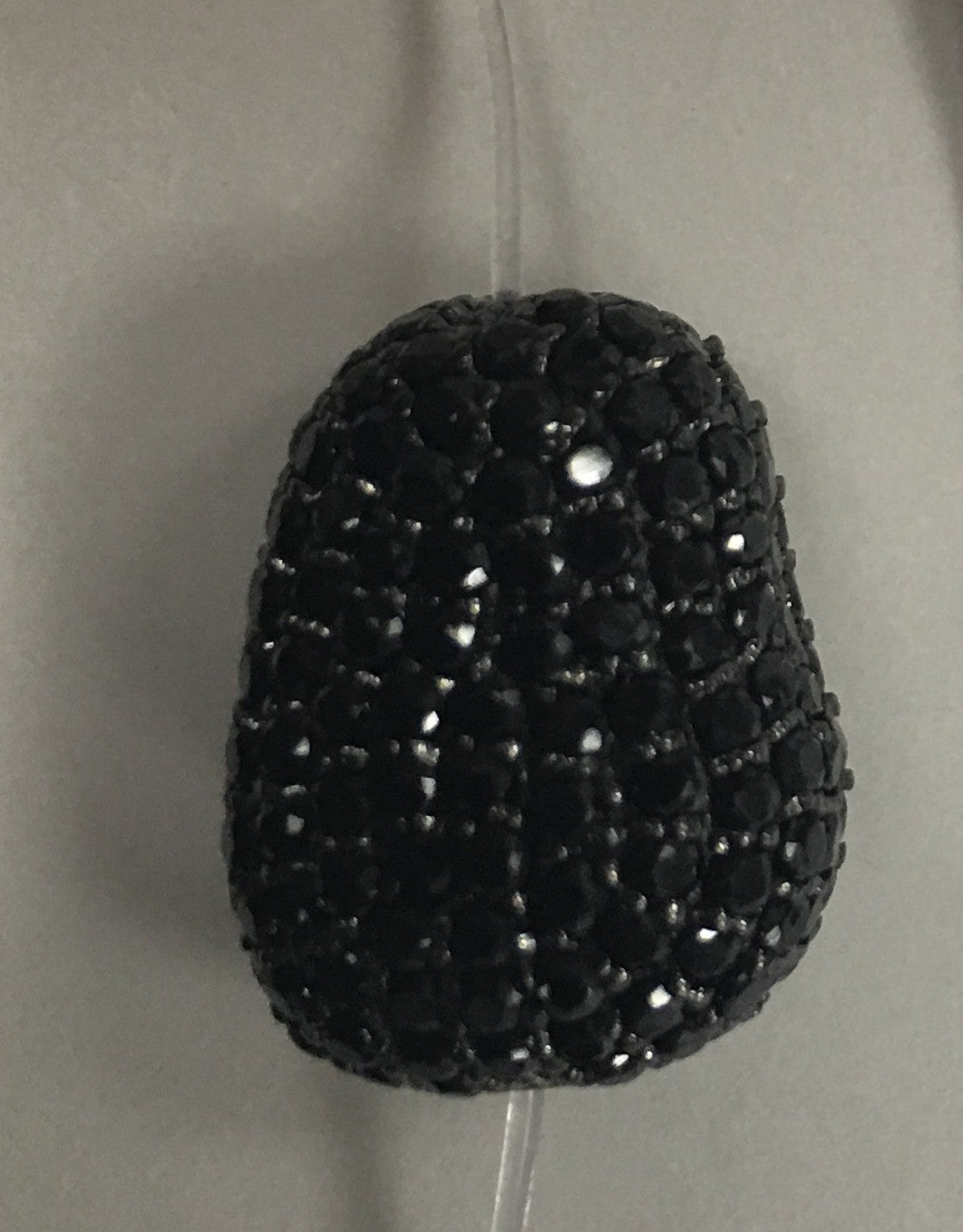 Nugget shape Black Spinel Pave Silver Beads