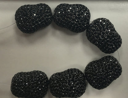 Nugget shape Black Spinel Pave Silver Beads