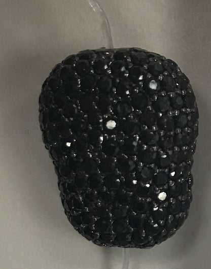 Nugget shape Black Spinel Pave Silver Beads