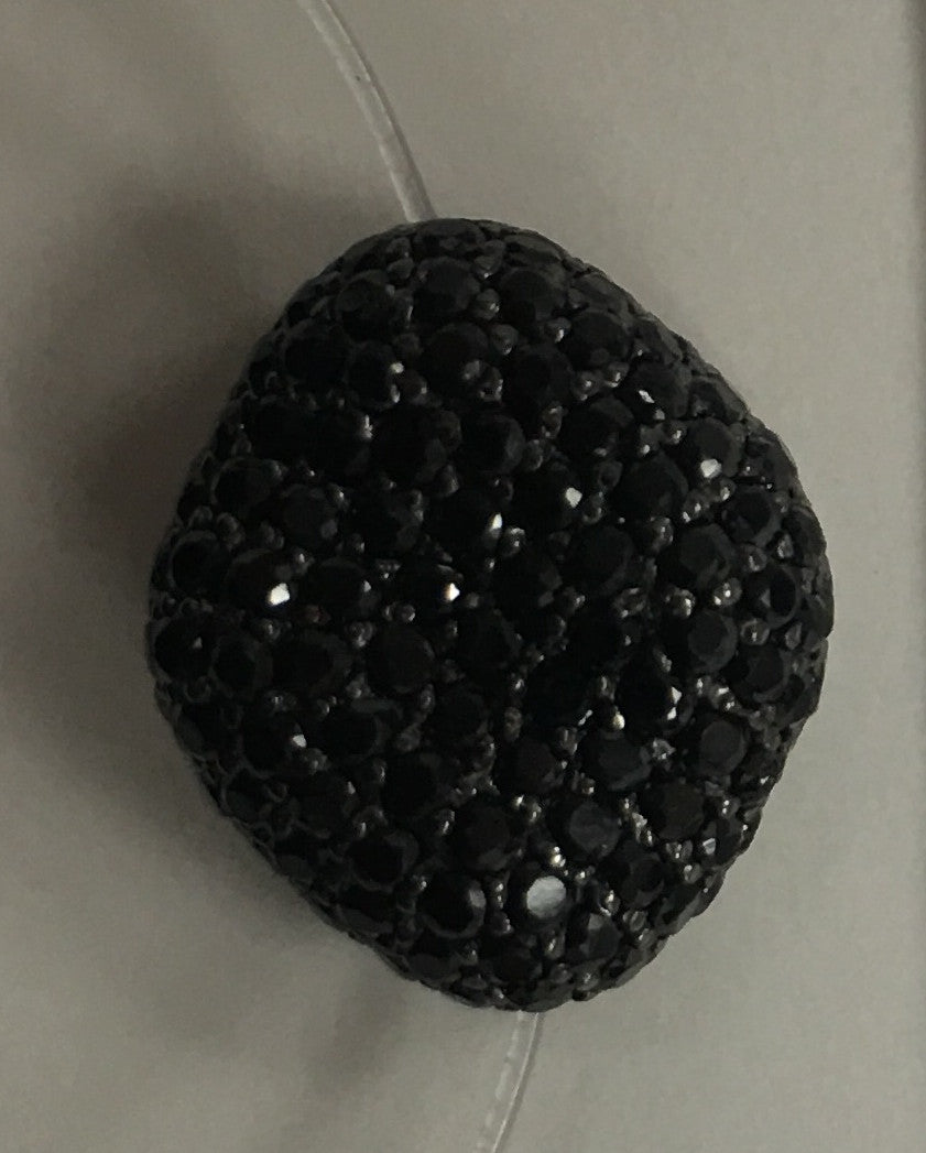 Nugget shape Black Spinel Pave Silver Beads
