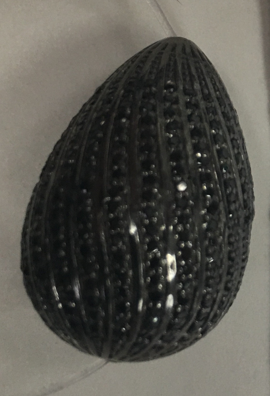 Drop shape Black Spinel Pave Silver Beads