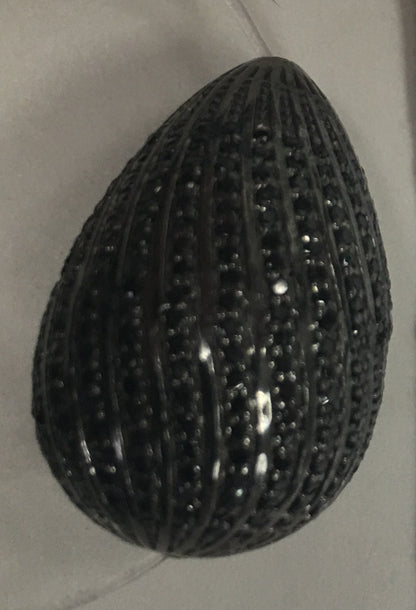 Drop shape Black Spinel Pave Silver Beads