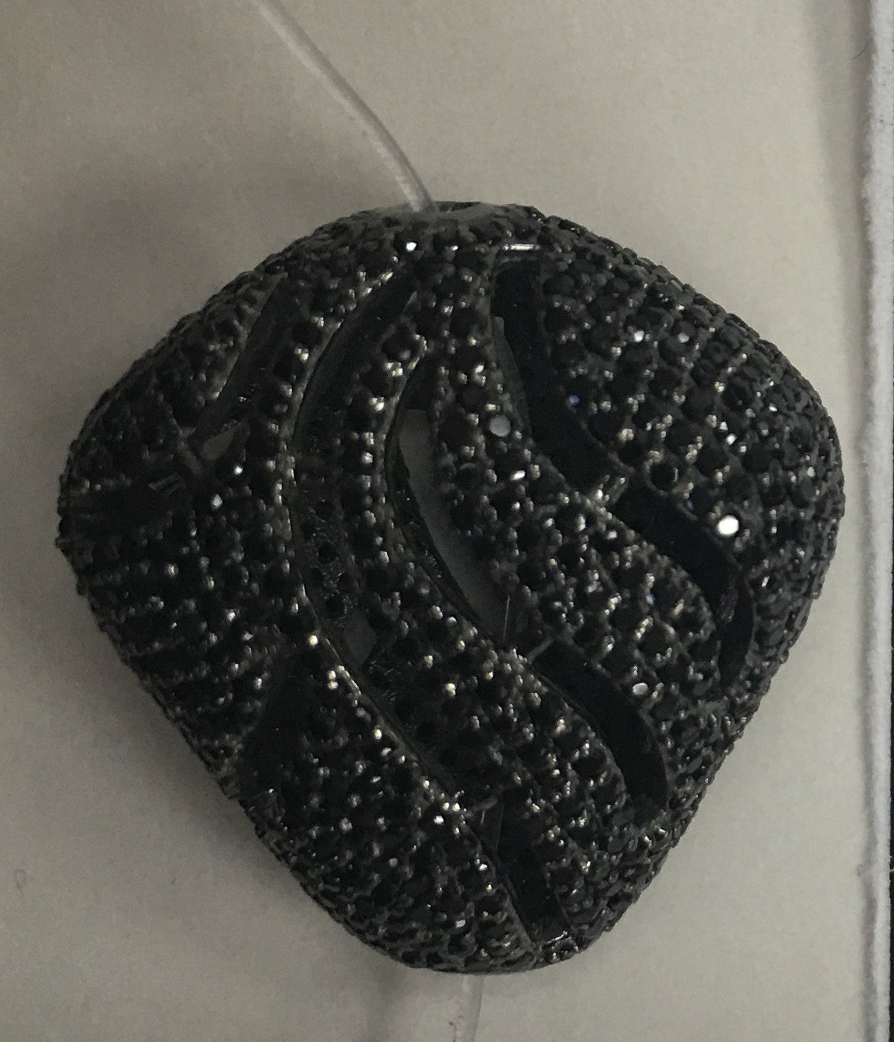 Filgree Nuggets Black Spinel Pave Silver Beads