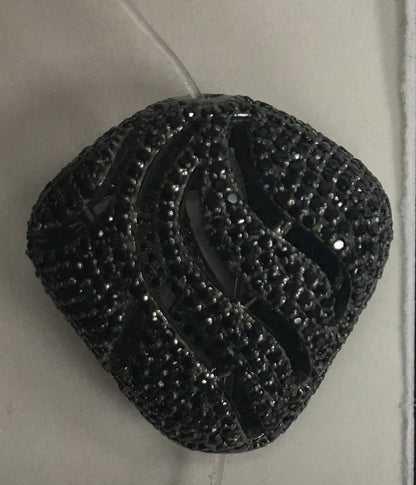 Filgree Nuggets Black Spinel Pave Silver Beads