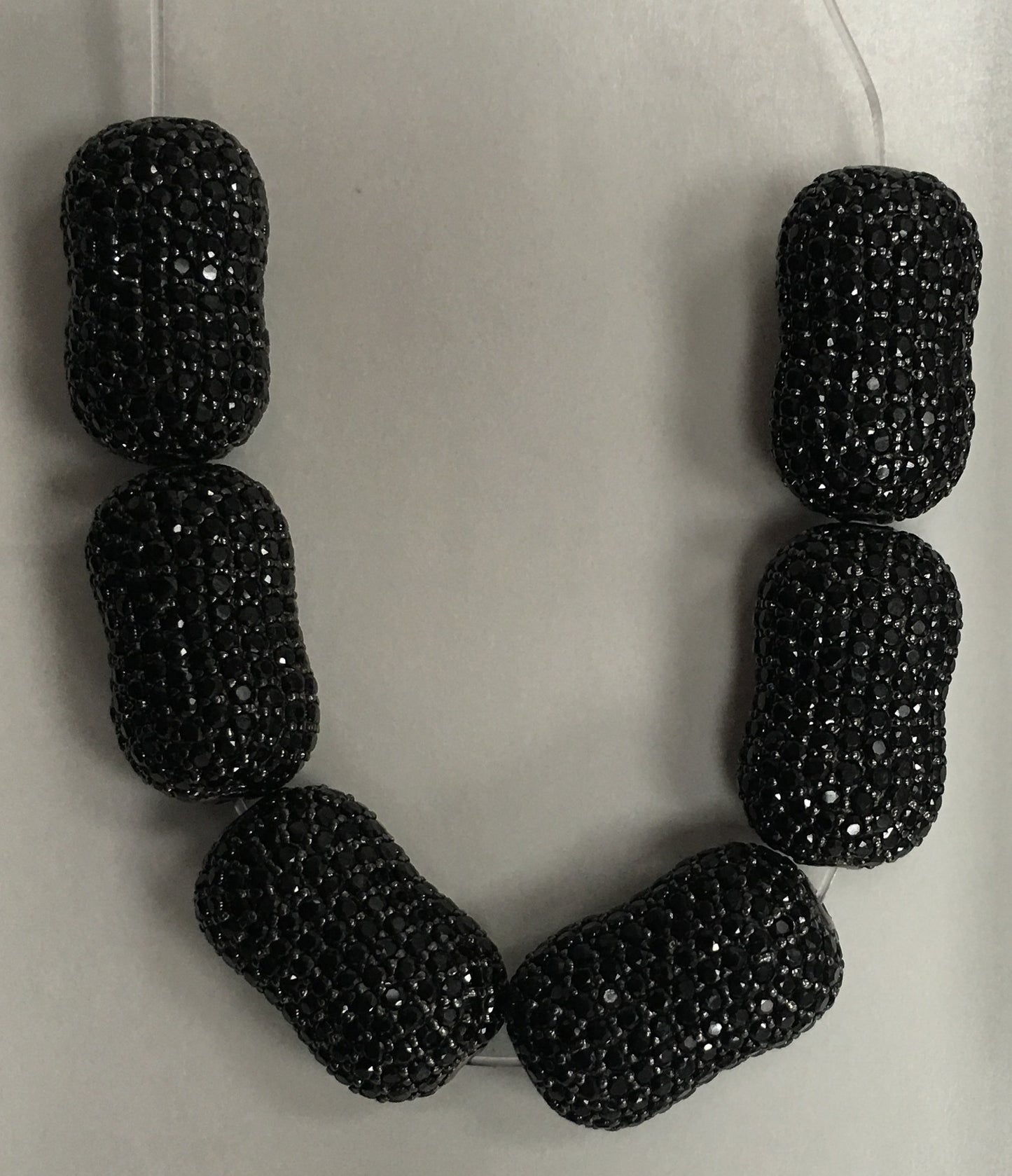Nuggets Black Spinel Pave Silver Beads