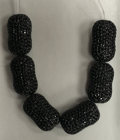Nuggets Black Spinel Pave Silver Beads