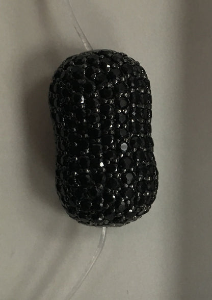 Nuggets Black Spinel Pave Silver Beads