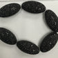 Oval Large Black Spinel Pave Silver Beads