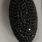 Oval Large Black Spinel Pave Silver Beads