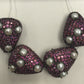 Pearl and Rhodolite Garnet Pave Silver Beads