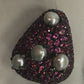 Pearl and Rhodolite Garnet Pave Silver Beads