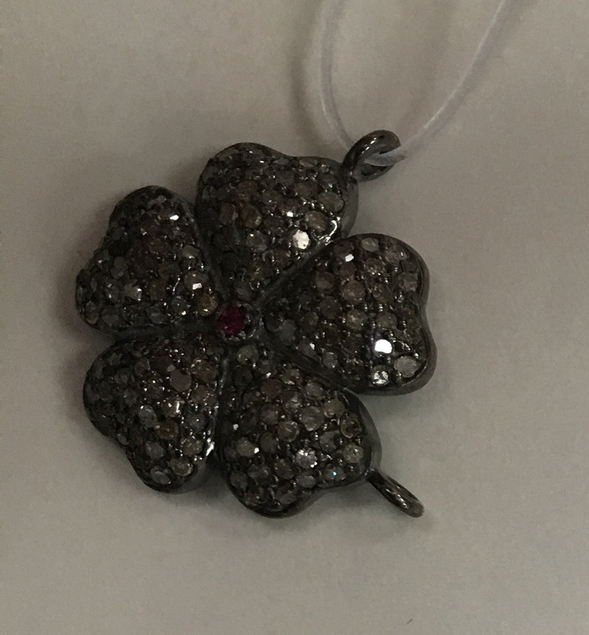 Flower Diamond Charm .925 Oxidized Sterling Silver Diamond Charms, Genuine handmade pave diamond Charm Size Approx 0.73"(18 x 18 MM)