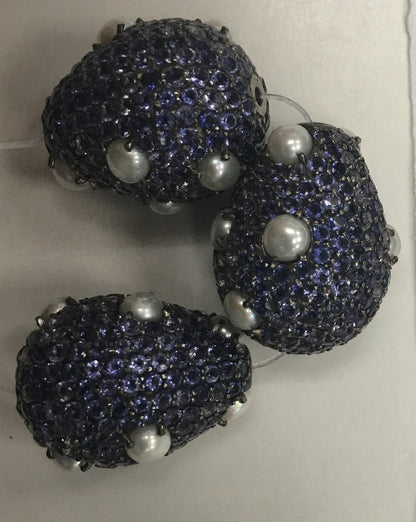 SILVER GEMSTONE PAVE BEADS