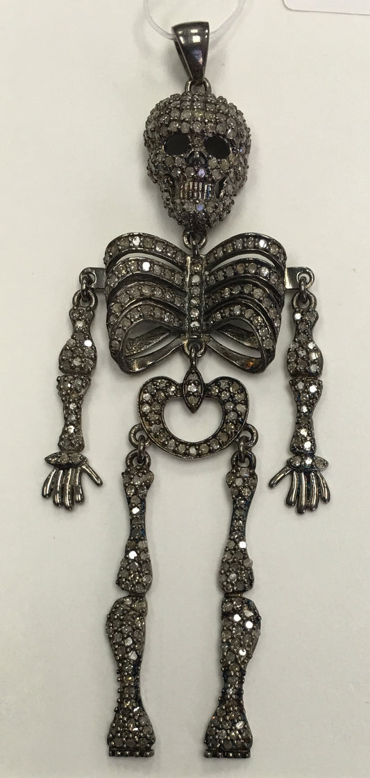Skeleton Diamond Silver Pendant