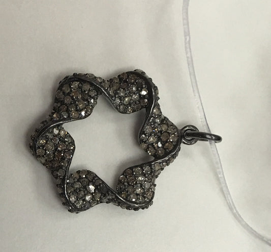 Flower Shape Diamond Pendants Charms