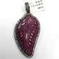 Natural Ruby Carving Leaf and Diamond Pendant