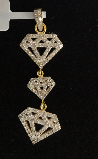 14k Solid Gold Diamond Shape Diamond Pendants. Genuine handmade pave diamond Pendant. Approx Size 1.60 "(15 x 40 mm)