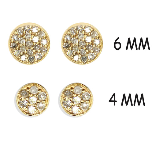 6 MM & 4 MM Round 14k Solid Gold Diamond Earring