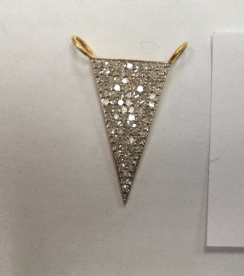 14k Solid Gold Triangle Diamond Pendants.
