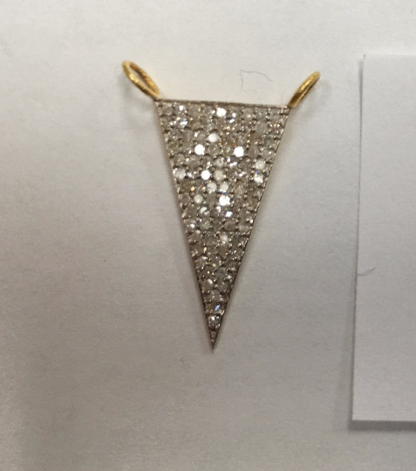 14k Solid Gold Triangle Diamond Pendants.