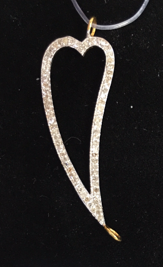 14k Solid Gold Open Leaf Shape Diamond Pendants