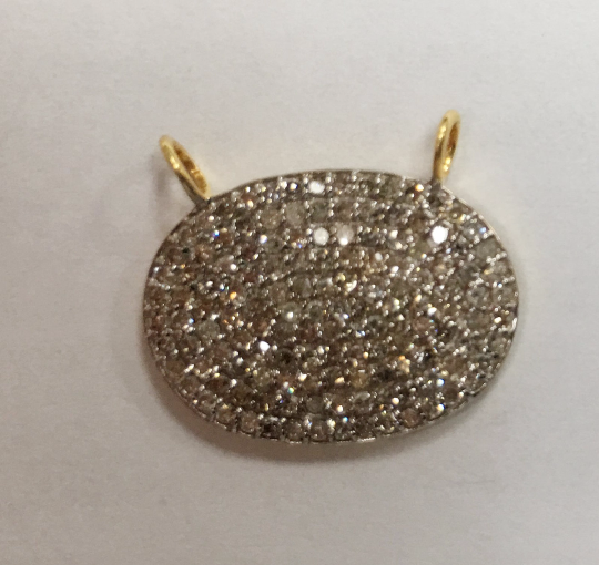 14k Solid Gold Oval Shape Diamond Pendant