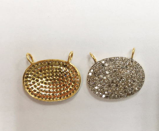 14k Solid Gold Oval Shape Diamond Pendant