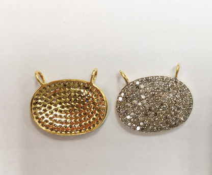 14k Solid Gold Oval Shape Diamond Pendant