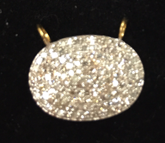 14k Solid Gold Oval Shape Diamond Pendant