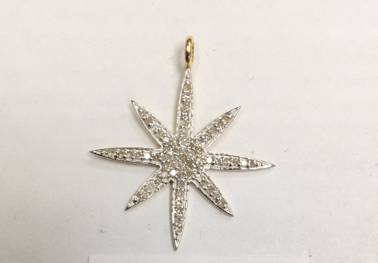 14k Solid Gold Star Diamond Pendants
