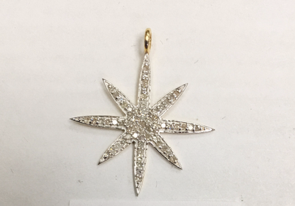 14k Solid Gold Star Diamond Pendants