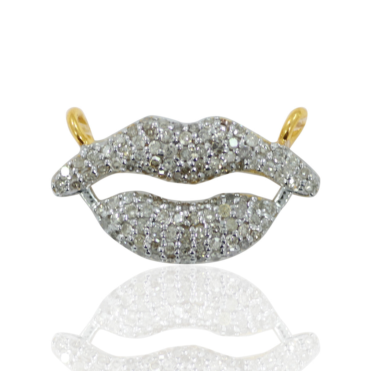 14k Solid Gold Lips Shape Diamond Pendant