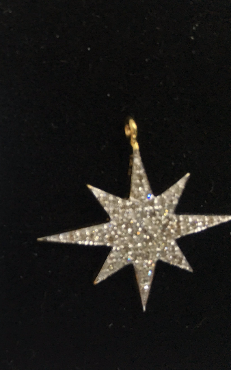 14k Solid Gold Star Burst Diamond Pendants
