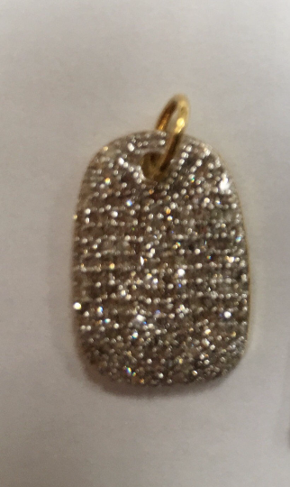 14K Solid Gold Dog Tag Diamond Pendants