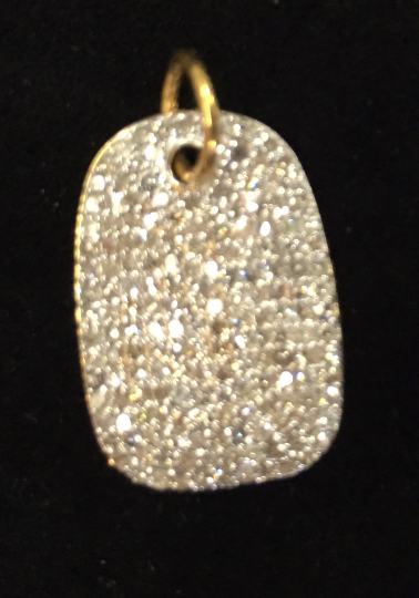 14K Solid Gold Dog Tag Diamond Pendants