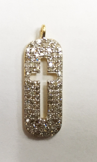 14K Solid Gold Cross Diamond Pendants