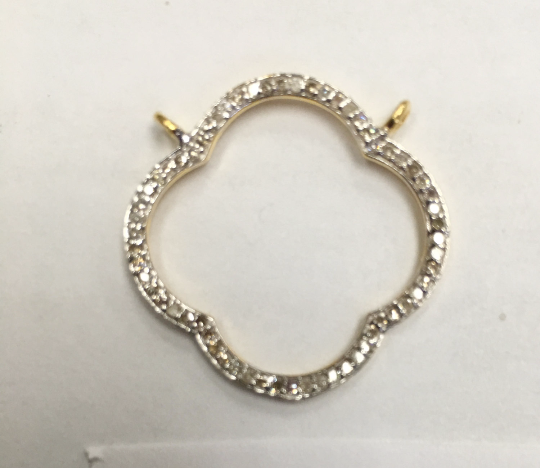 14k Solid Gold Open Shape Diamond Pendants