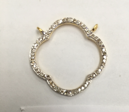 14k Solid Gold Open Shape Diamond Pendants