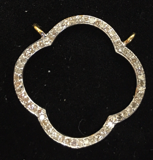 14k Solid Gold Open Shape Diamond Pendants