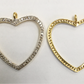 14K Solid Gold Open Heart Shape Diamond Pendant