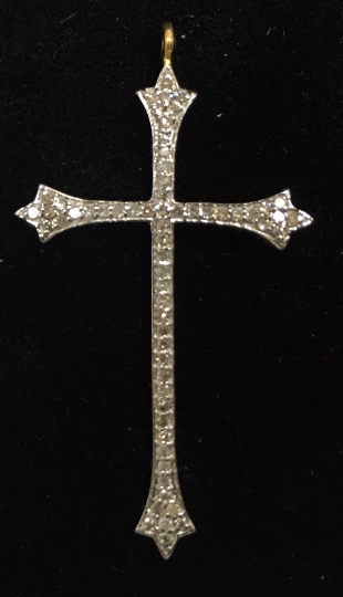 14K Solid Gold Cross Diamond Pendants