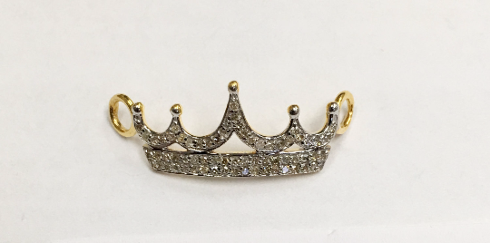 14k Solid Gold Crown Shape Diamond Pendants