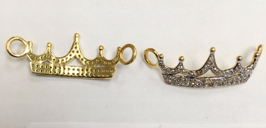 14k Solid Gold Crown Shape Diamond Pendants