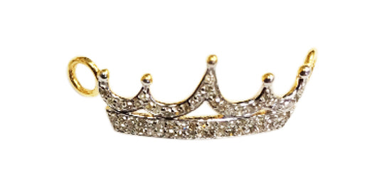 14k Solid Gold Crown Shape Diamond Pendants