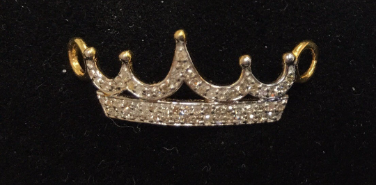 14k Solid Gold Crown Shape Diamond Pendants